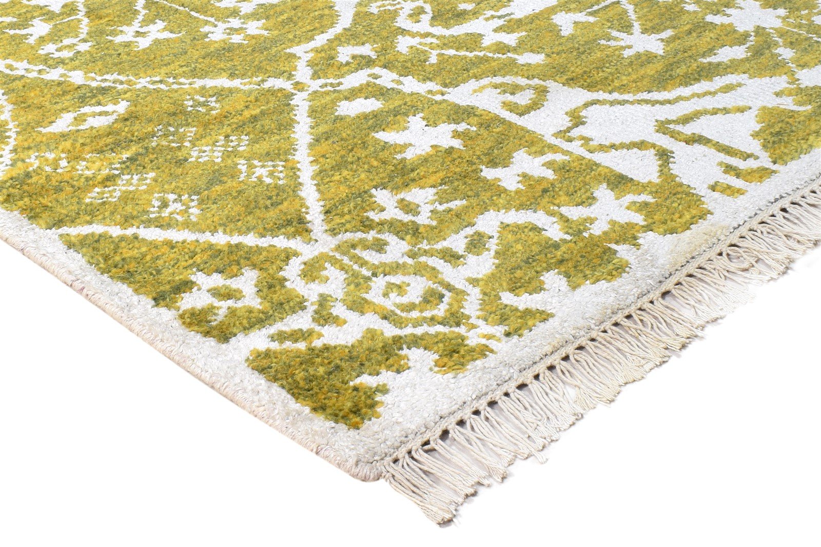 Silk Green Rug 8' X 7' Persian Hand Knotted Mughal Oriental Large Carpet   7864950915221