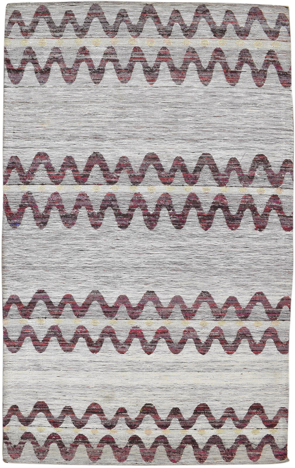 Silk Grey Rug 5X8 Modern Jacquard Loom Scandinavian Striped Room Size Carpet   7860700151957