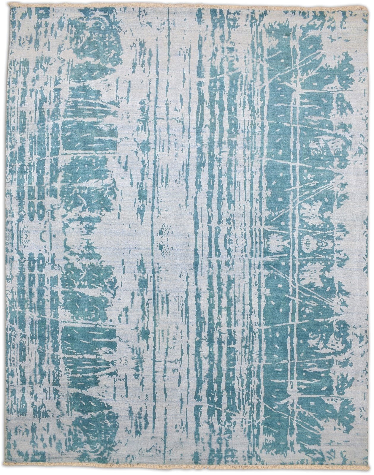 Silk Grey Rug 8' X 10' Modern Hand Knotted Indian Abstract 7'10"X9'11" Carpet   6988636356757