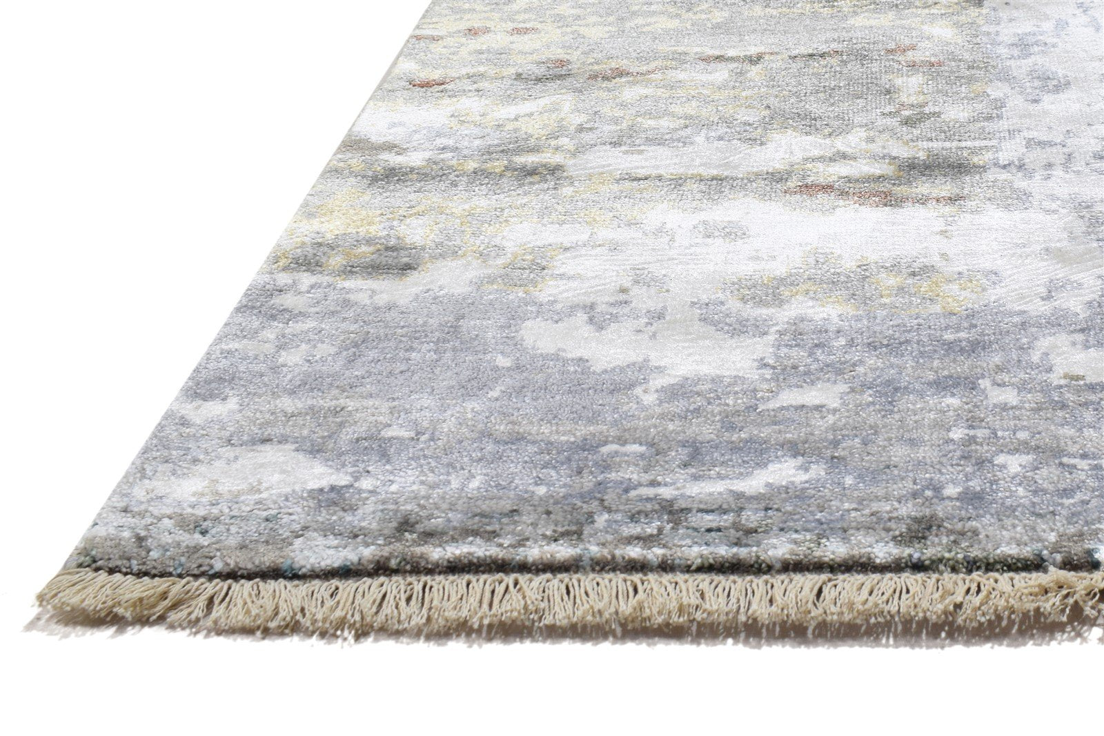 Silk Grey Rug 8' X 10' Modern Hand Knotted Indian Abstract Large Carpet   7864319475861