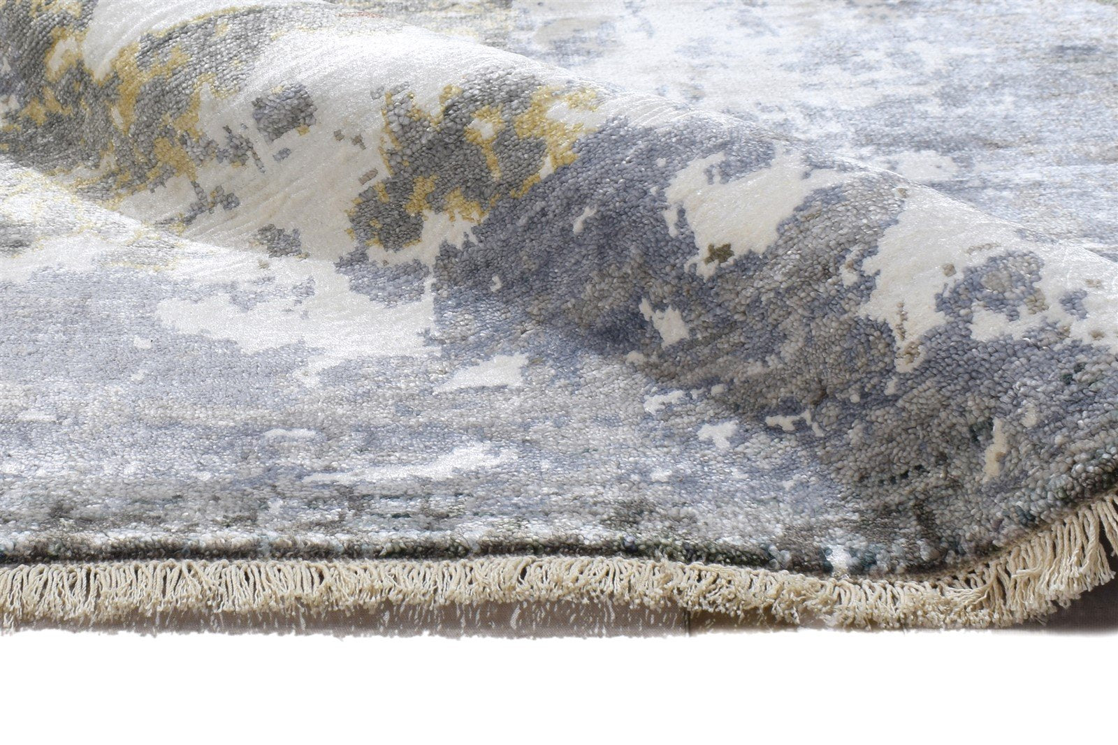 Silk Grey Rug 8' X 10' Modern Hand Knotted Indian Abstract Large Carpet   7864319475861