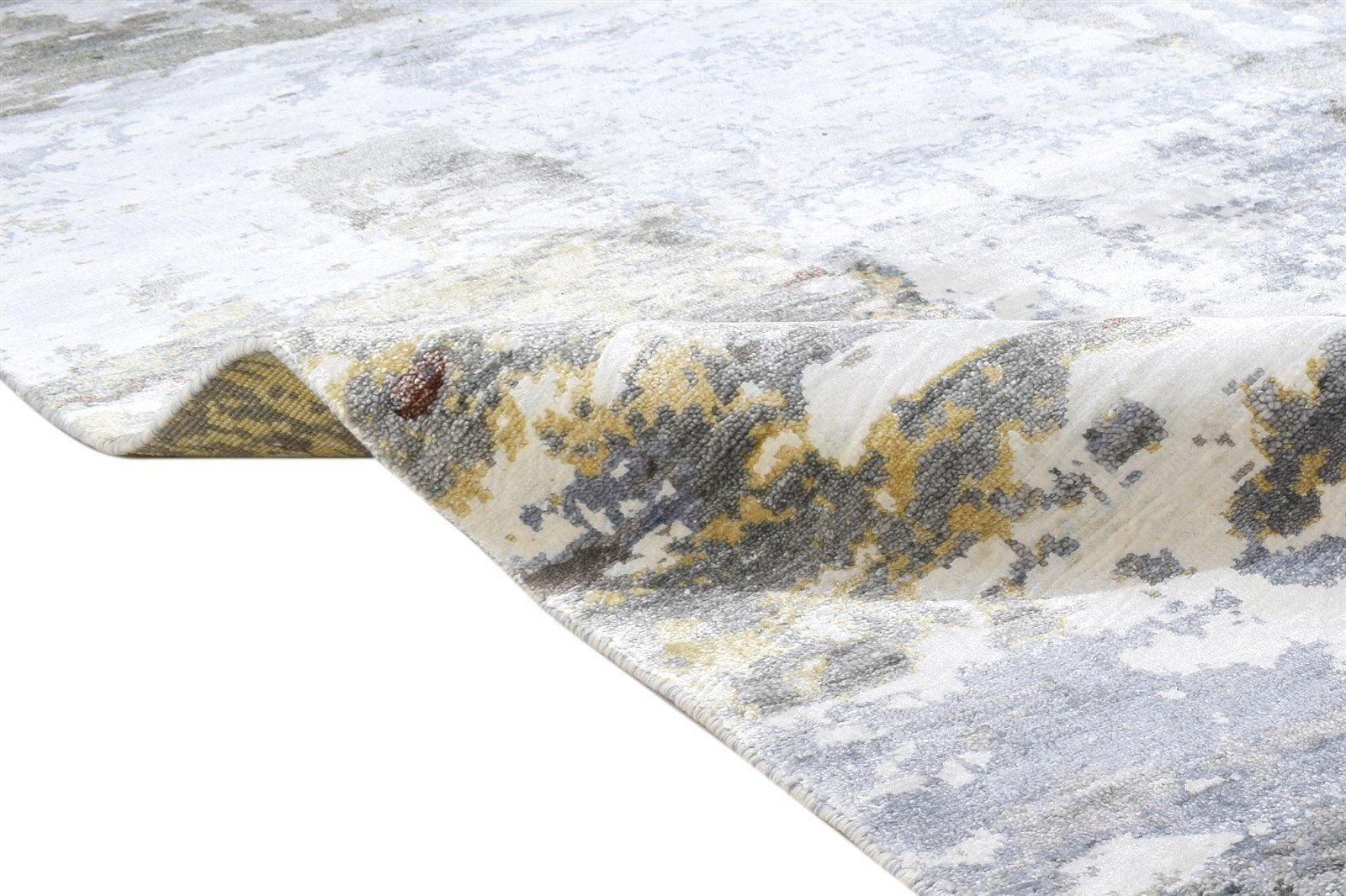 Silk Grey Rug 8' X 10' Modern Hand Knotted Indian Abstract Large Carpet   7864319475861