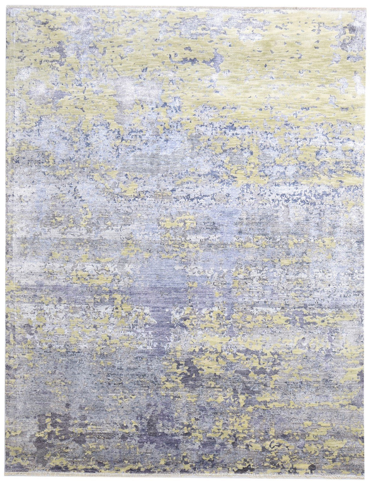 Silk Grey Rug 8' X 10' Modern Hand Knotted Indian Abstract Large Carpet   7864320032917