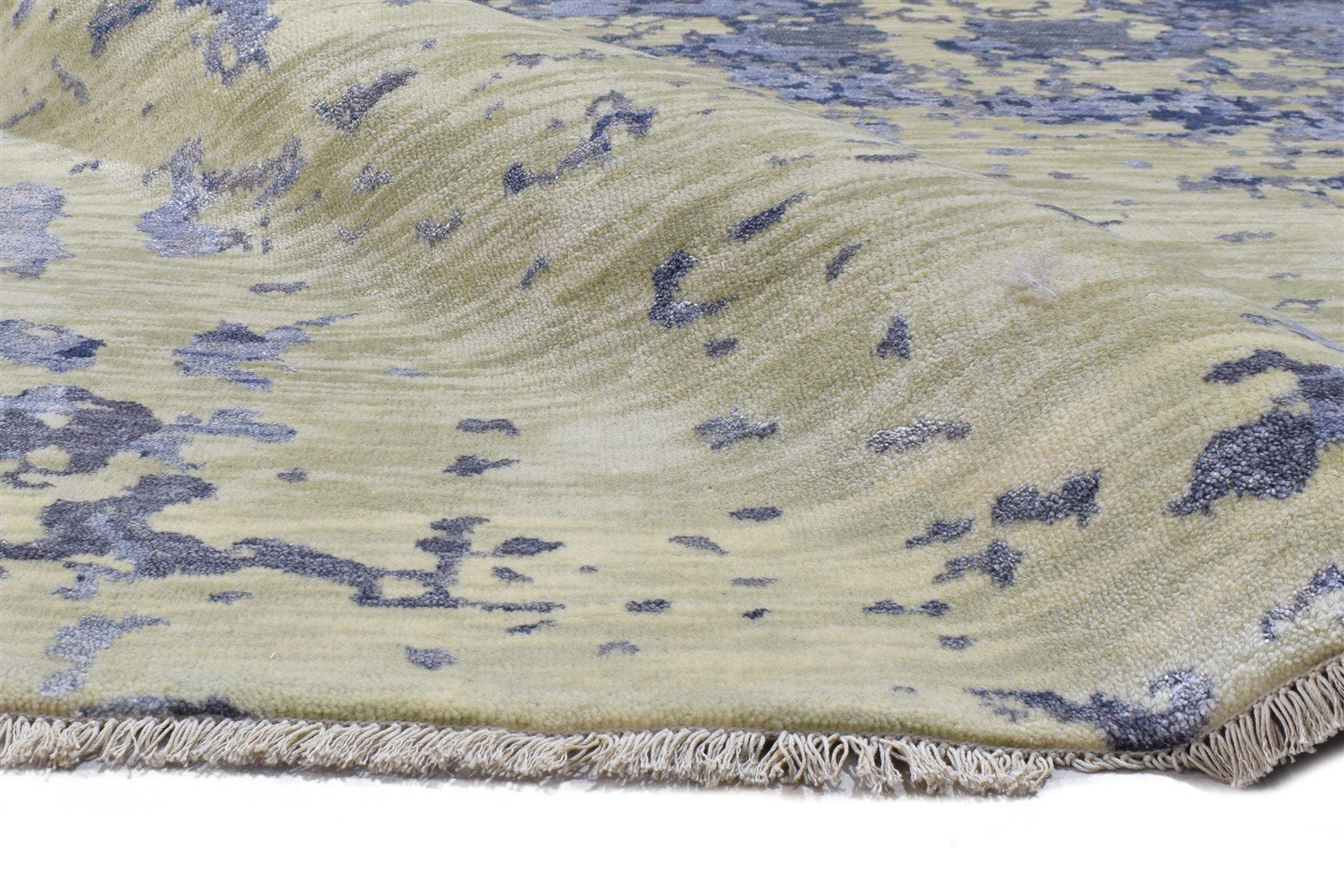 Silk Grey Rug 8' X 10' Modern Hand Knotted Indian Abstract Large Carpet   7864320032917