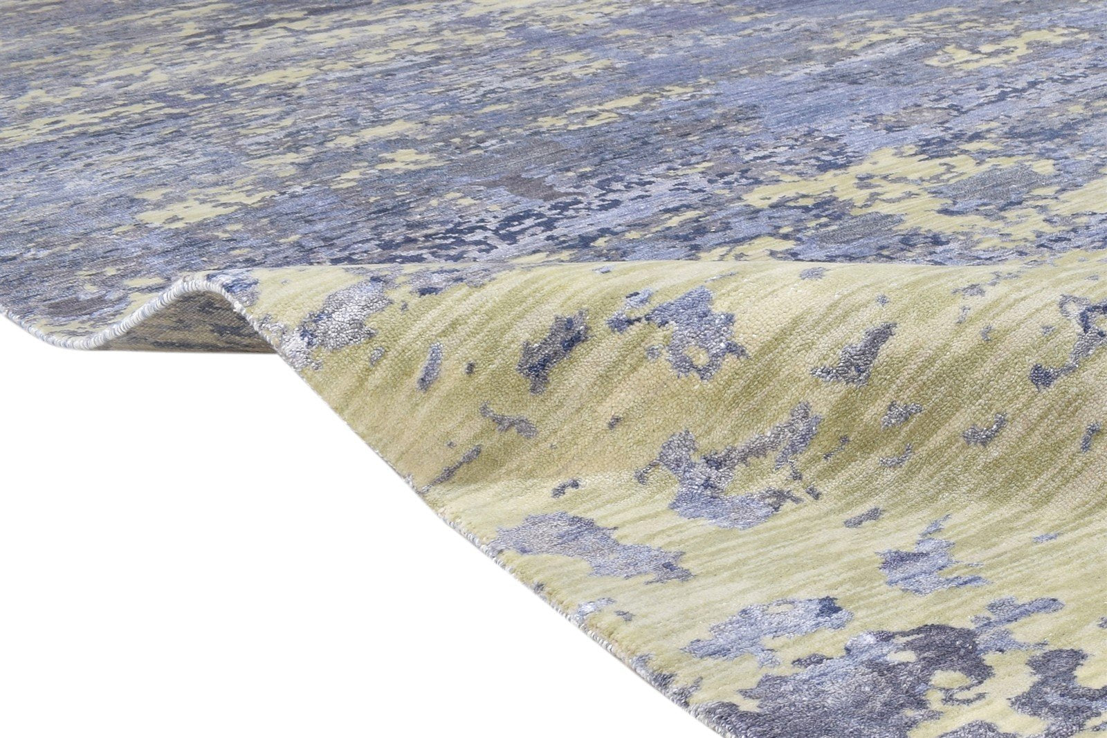 Silk Grey Rug 8' X 10' Modern Hand Knotted Indian Abstract Large Carpet   7864320032917