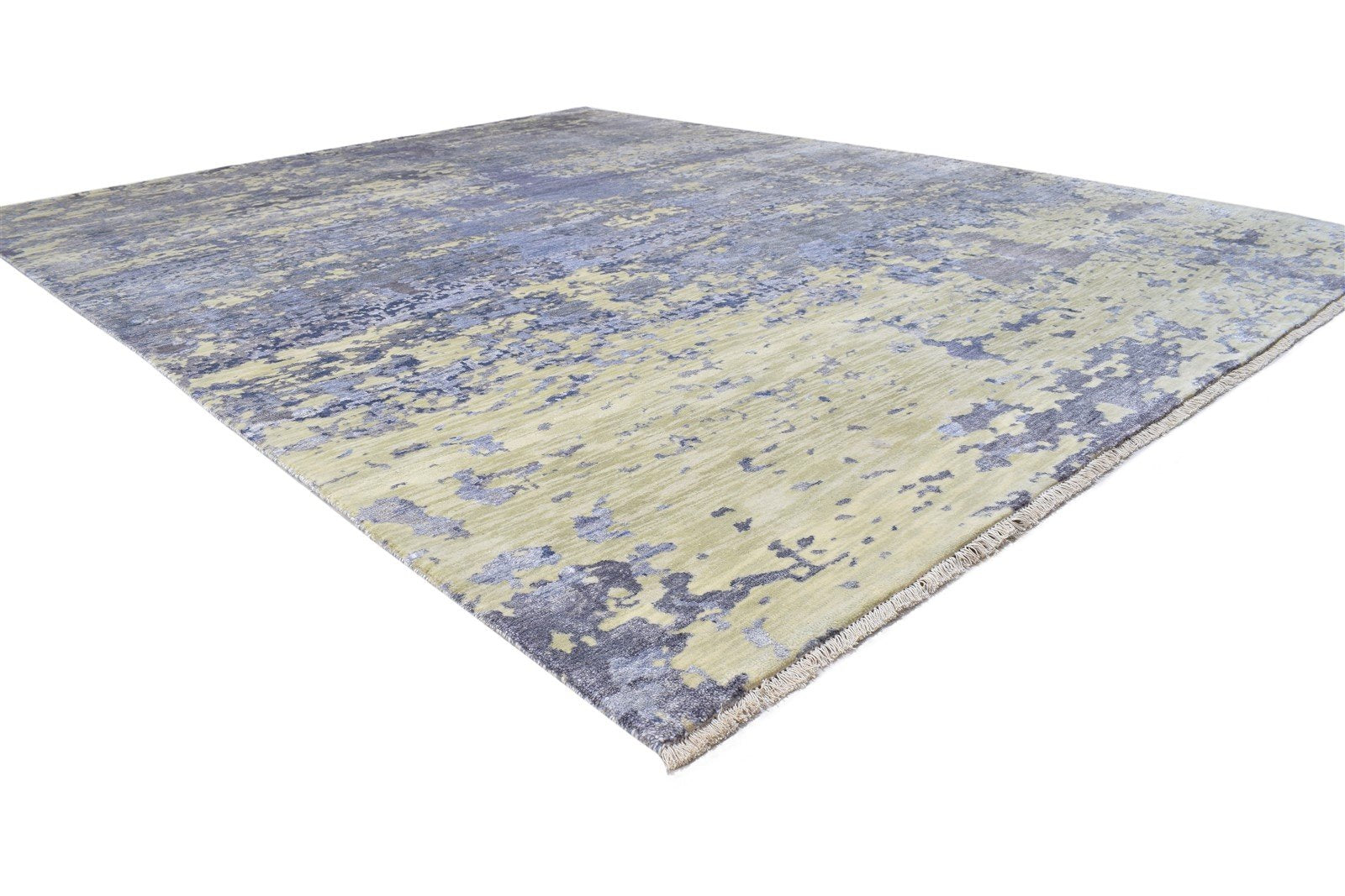 Silk Grey Rug 8' X 10' Modern Hand Knotted Indian Abstract Large Carpet   7864320032917