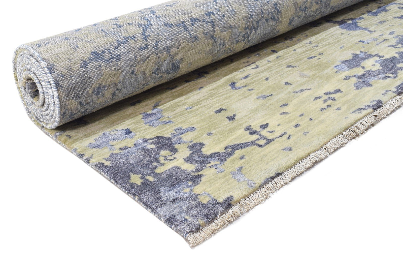 Silk Grey Rug 8' X 10' Modern Hand Knotted Indian Abstract Large Carpet   7864320032917