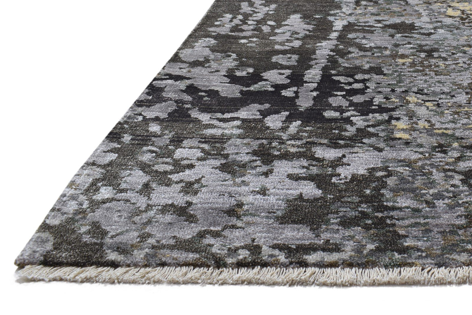 Silk Grey Rug 8' X 10' Modern Hand Knotted Indian Abstract Large Carpet   7864320819349