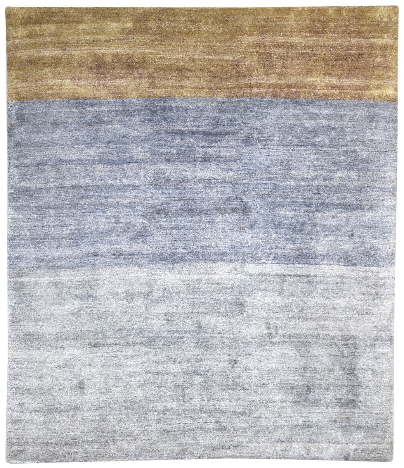 Silk Grey Rug 8' X 9' Modern Hand Knotted Scandinavian Striped Large Carpet   7864106713237