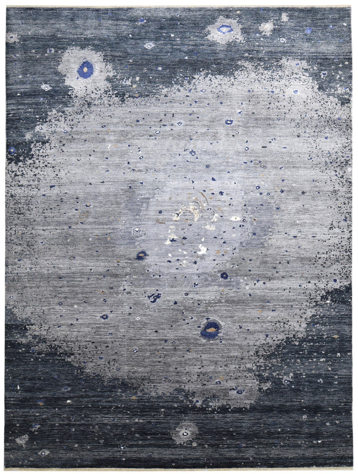 Silk Grey Rug 9' X 12' Modern Hand Knotted Indian Abstract Extra Large Carpet   7864321081493