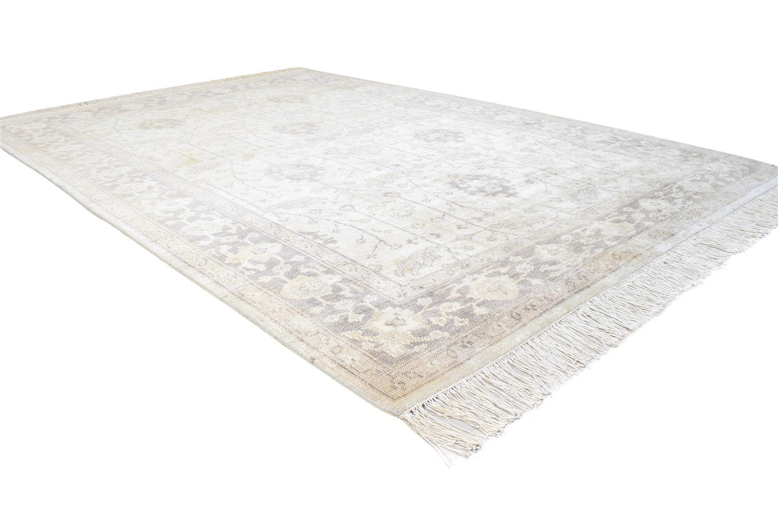 Silk Ivory Rug 6X8 Persian Hand Knotted Sarouk-Indian Oriental Room Size Carpet   7864803786901