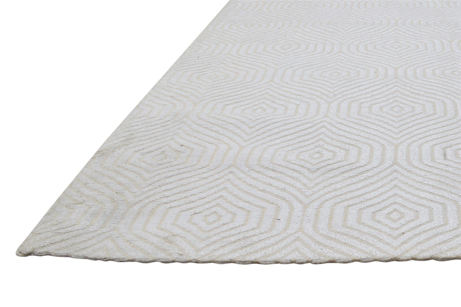 Silk Off-White Rug 5X7 Modern Jacquard Loom Scandinavian Trellis Room Size   7864457658517