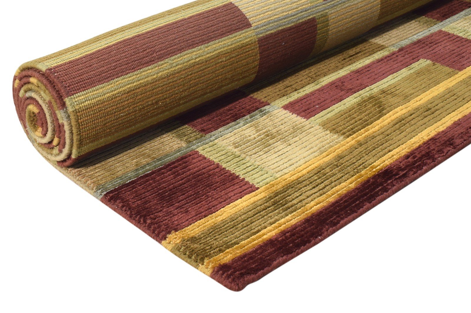 Silk Olive Rug 6X8 Modern Hand Knotted Scandinavian Geometric Room Size Carpet   7865068355733