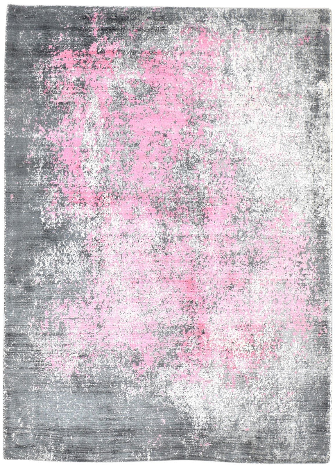 Silk Pink Rug 5' X 6' Modern Hand Woven Indian Abstract Room Size Carpet   7864163106965
