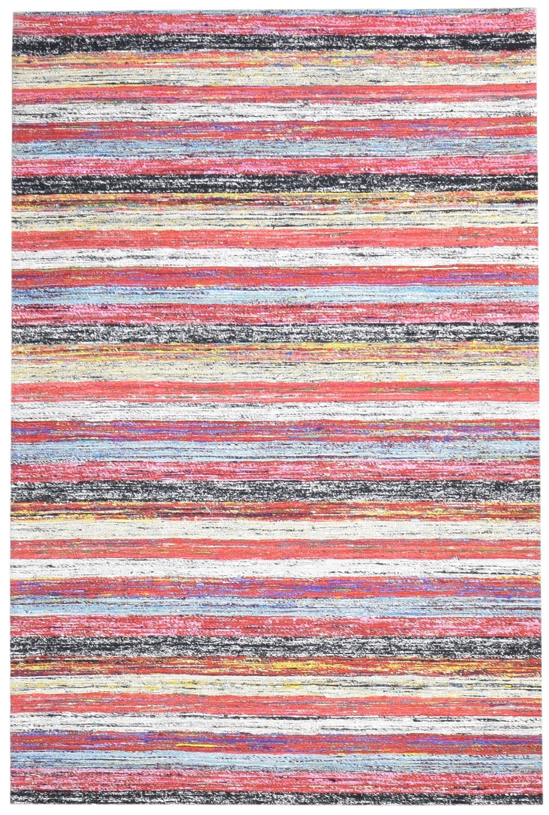 Silk Red Rug 5' X 8' Modern Hand Woven Bohemian Striped Room Size Carpet   7864663474325