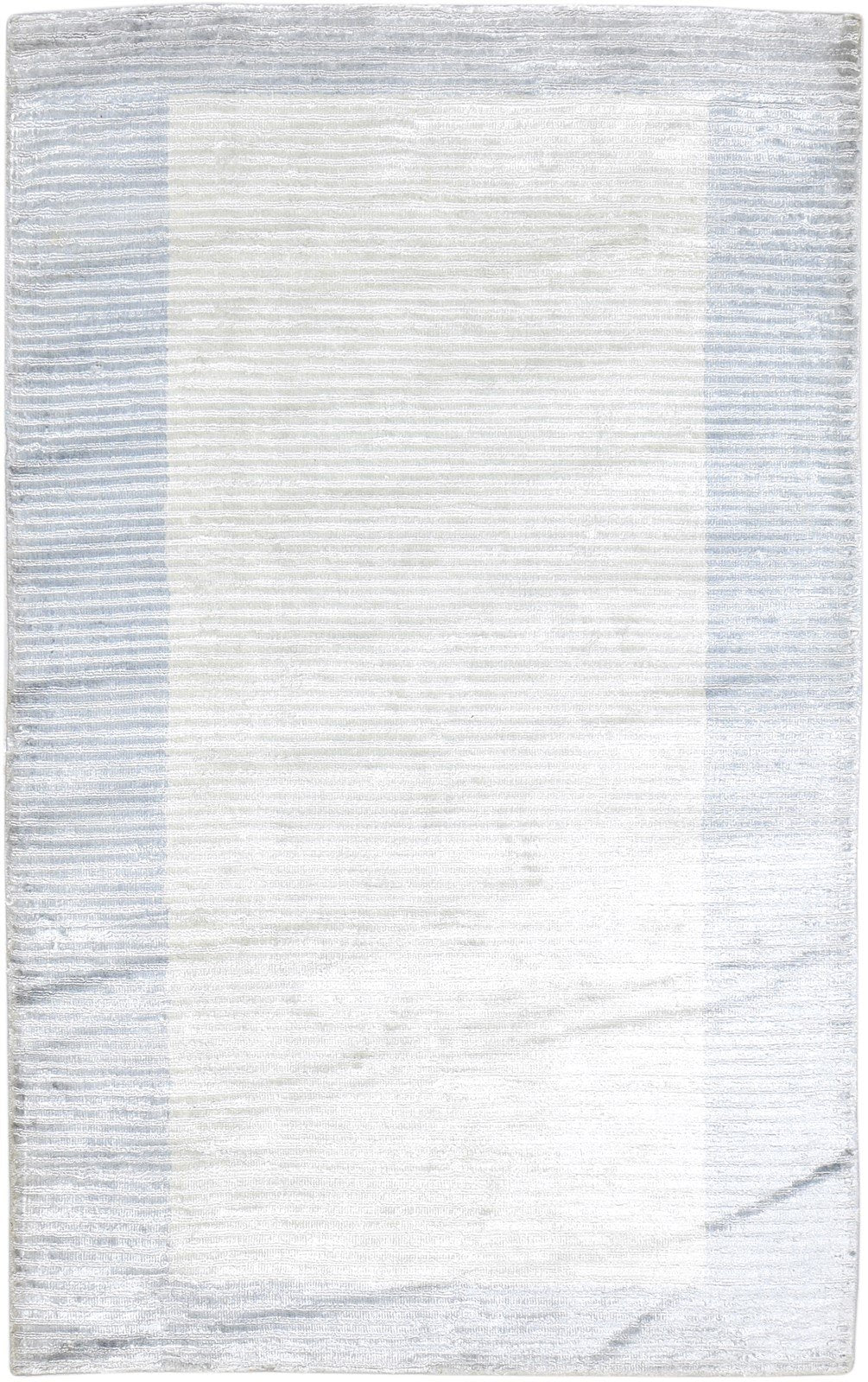 Silk Silver Rug 5' X 8' Modern Handloom Scandinavian Bordered Room Size Carpet   7864443568277