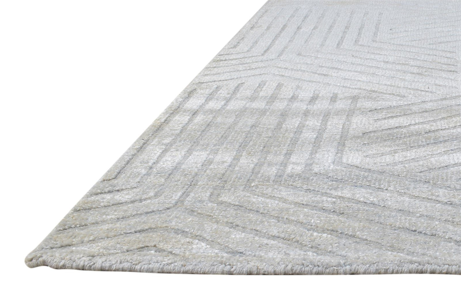 Silk Silver Rug 5X8 Modern Hand Knotted Scandinavian Geometric Room Size Carpet   7864439570581