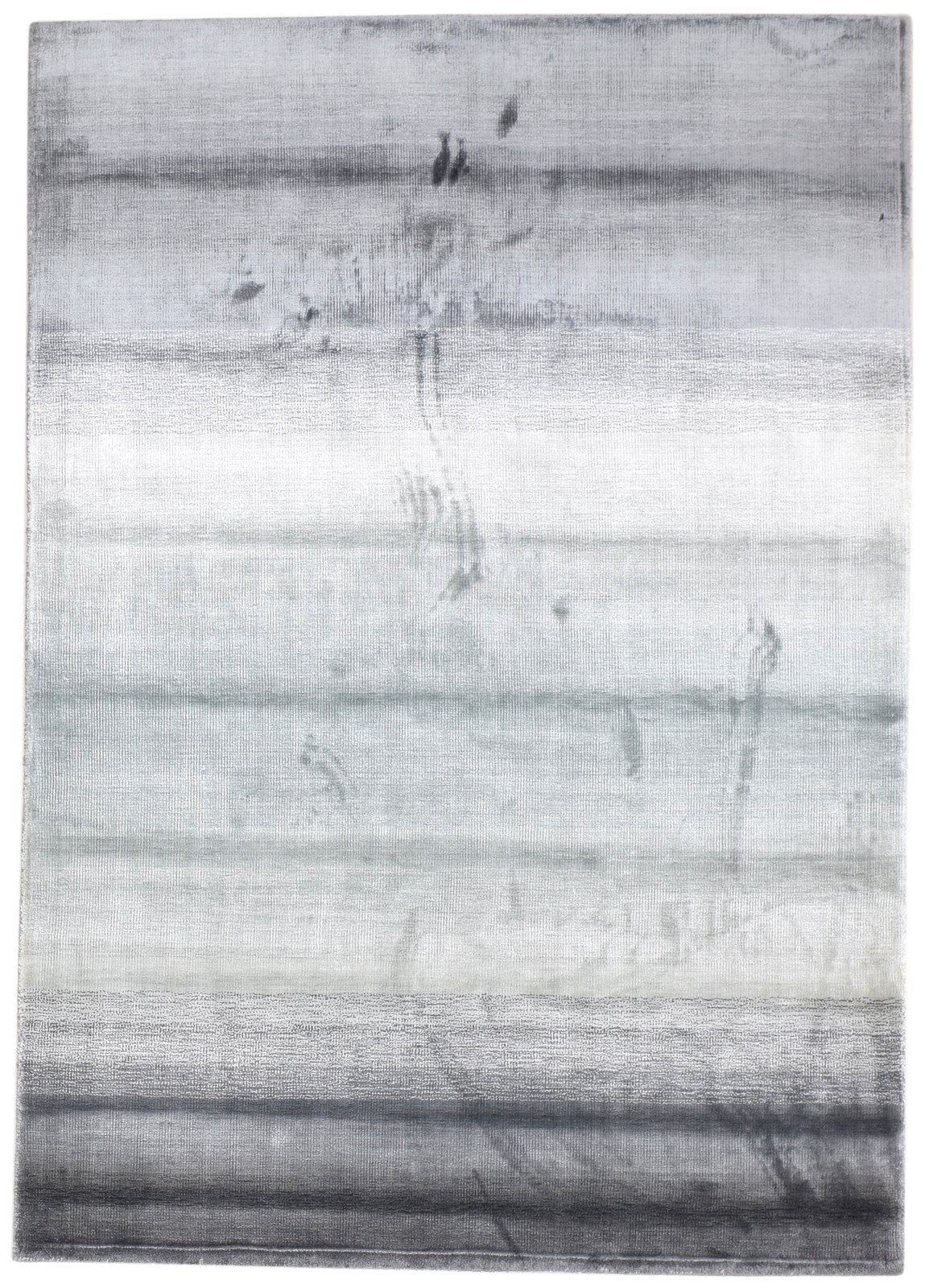 Silver Silk Rug 5' X 6' Modern Handloom Scandinavian Ombre Room Size Carpet   7864153833621