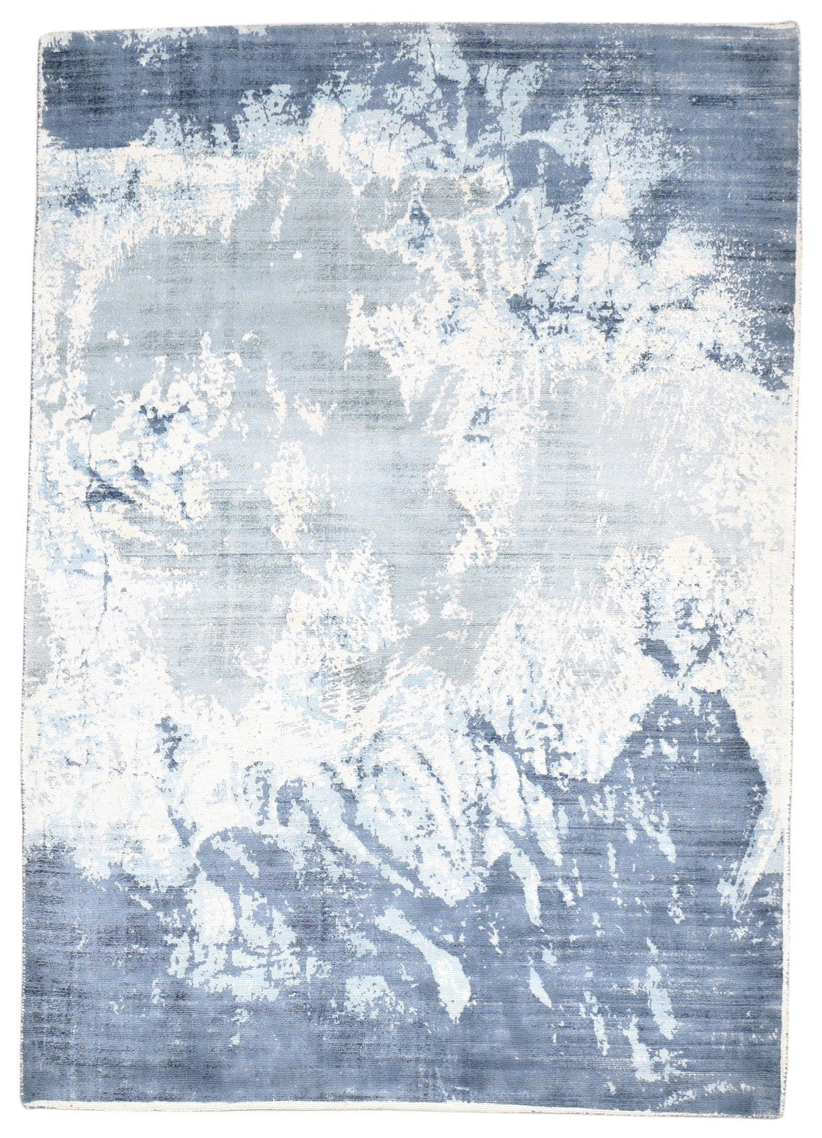 Griselda Silver Silk Rug 5' X 7' Modern Hand Woven Indian Abstract   7864312332437