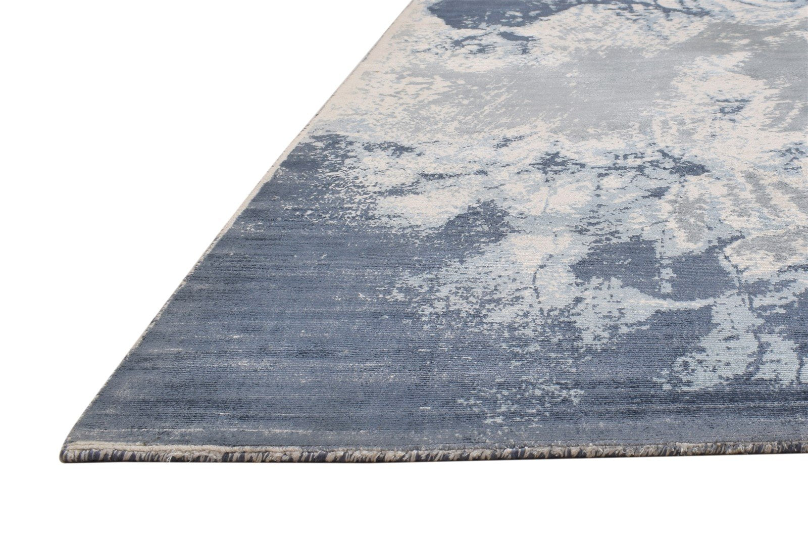Griselda Silver Silk Rug 5' X 7' Modern Hand Woven Indian Abstract   7864312332437