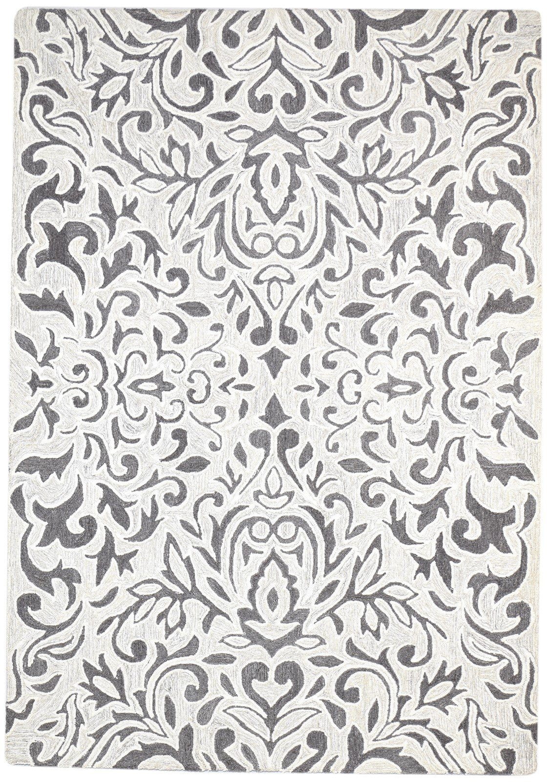Silver Wool Rug 5' X 8' Modern Hand Tufted French Floral Room Size Carpet   7864149016725