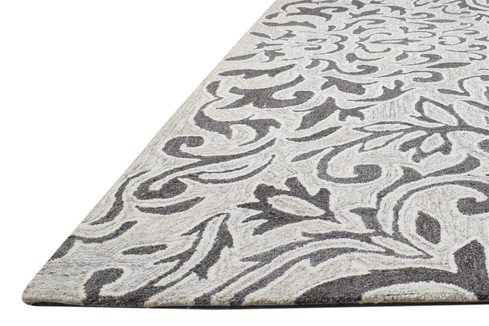 Silver Wool Rug 5' X 8' Modern Hand Tufted French Floral Room Size Carpet   7864149016725