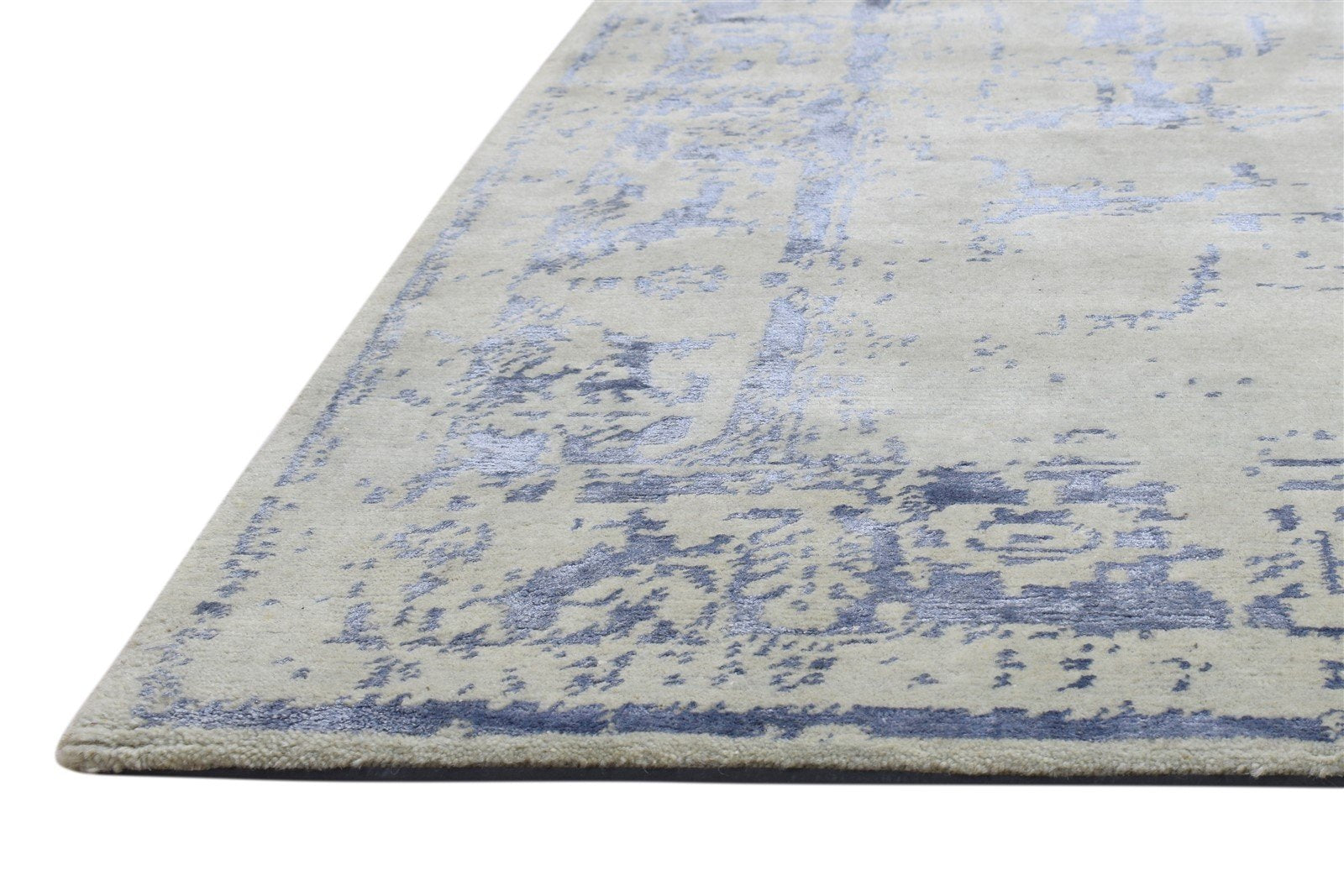 Silver Wool / Silk Rug 5X7 Modern Hand Knotted Oushak Distressed Room Size   7864082759829