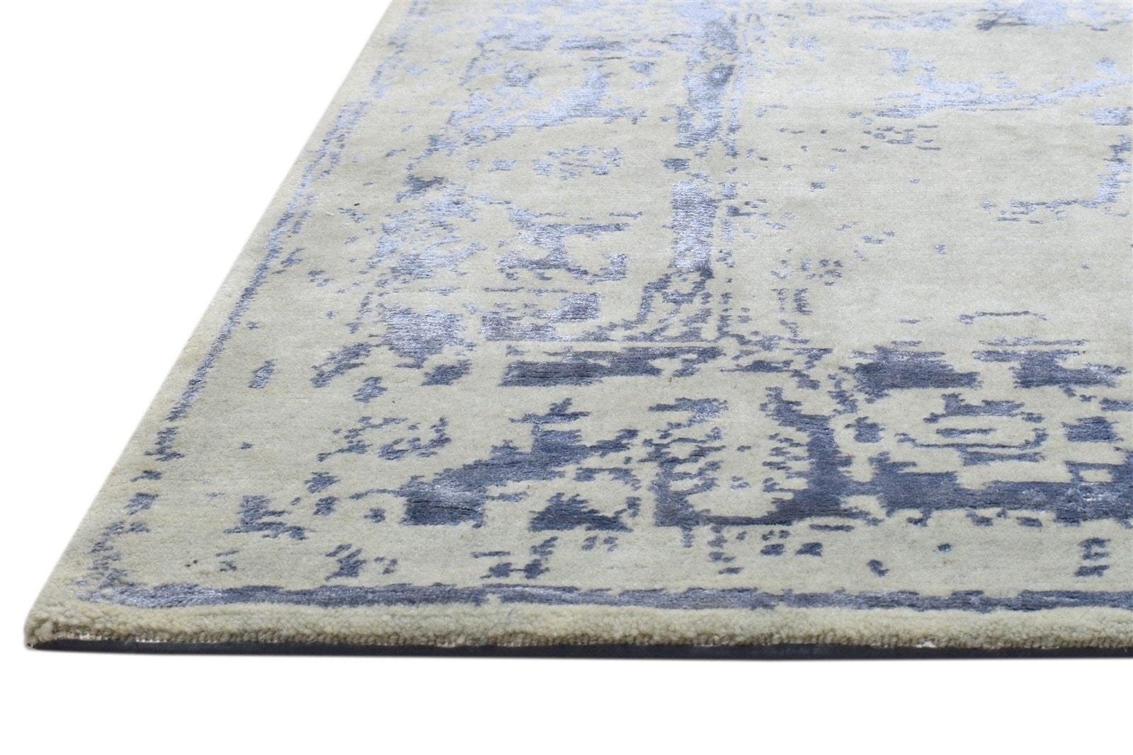 Silver Wool / Silk Rug 5X7 Modern Hand Knotted Oushak Distressed Room Size   7864083021973