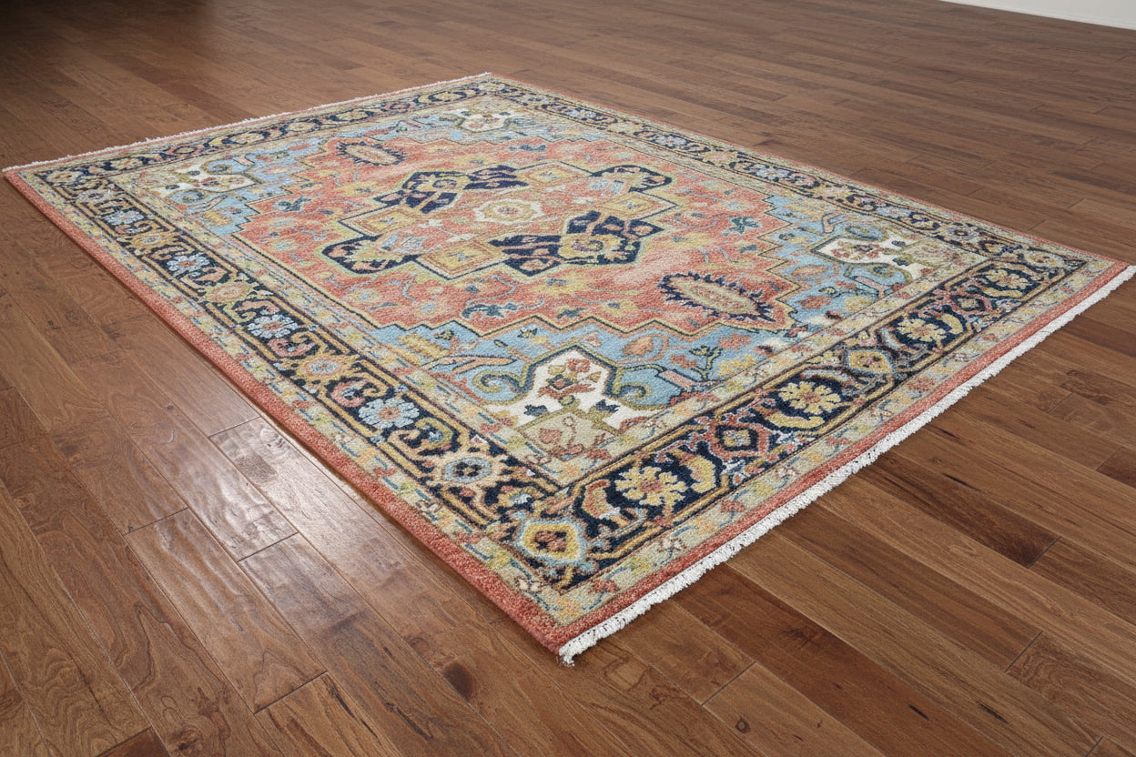 Sina Hand-Knotted Wool Rug Heriz Red Area Rug Persian   9234297553045