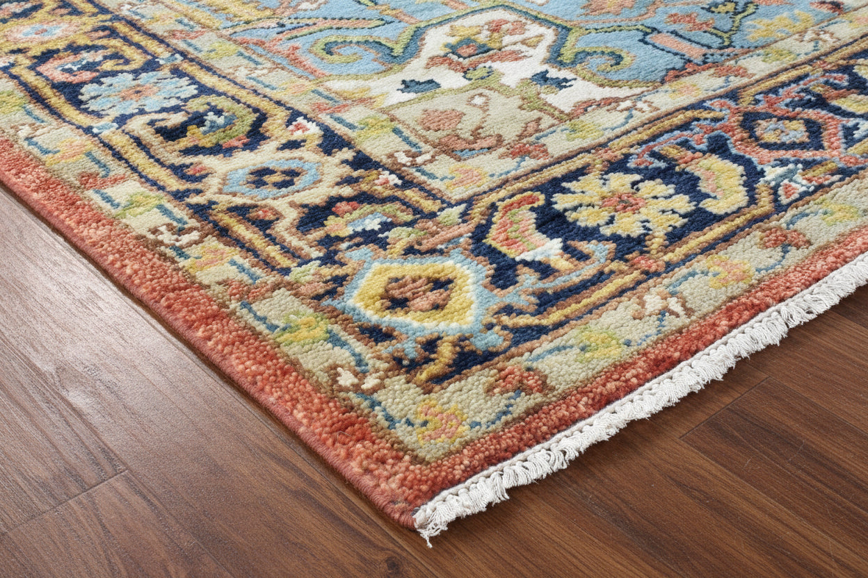 Sina Hand-Knotted Wool Rug Heriz Red Area Rug Persian   9234297553045