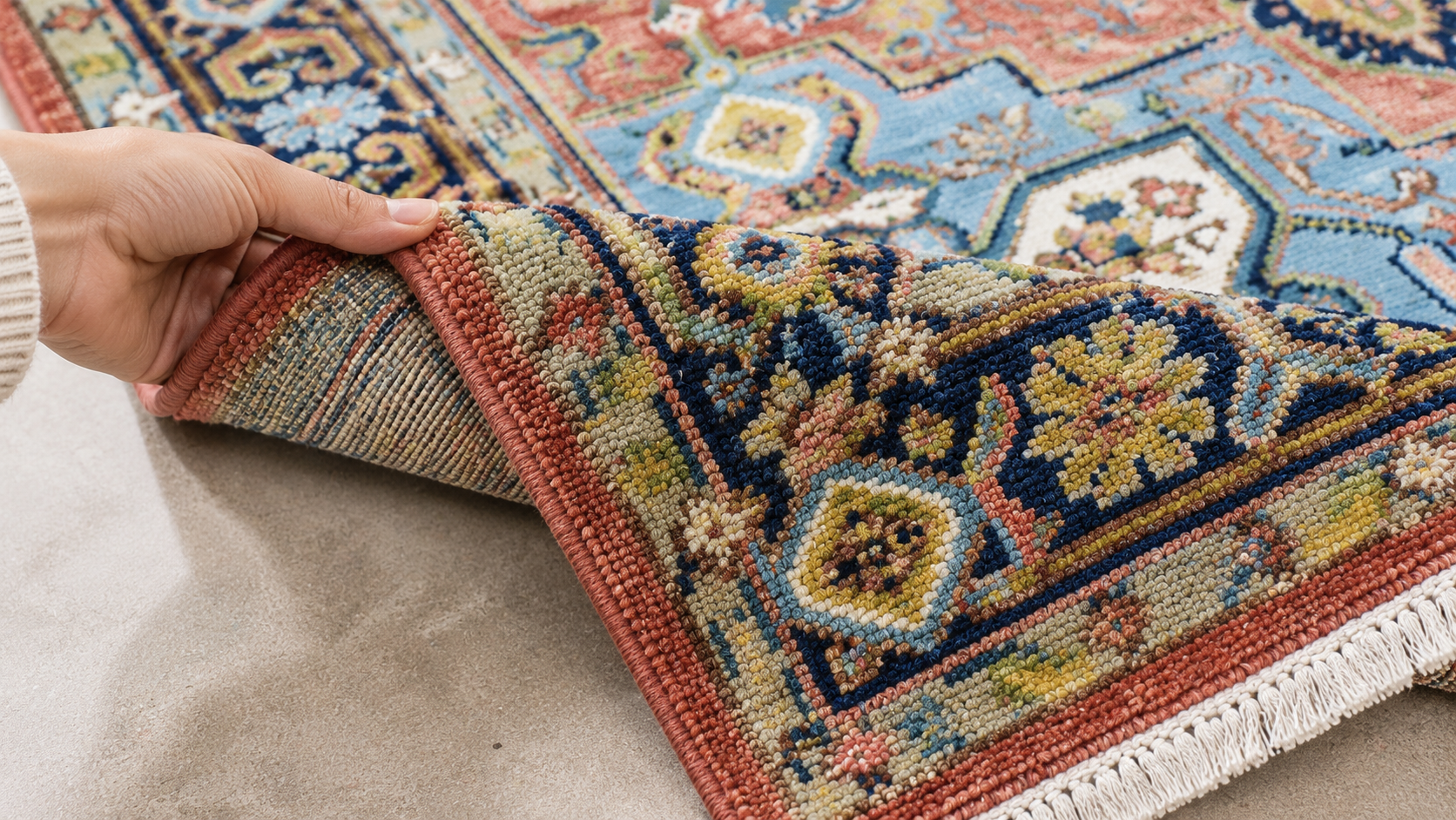 Sina Hand-Knotted Wool Rug Heriz Red Area Rug Persian   9234297553045