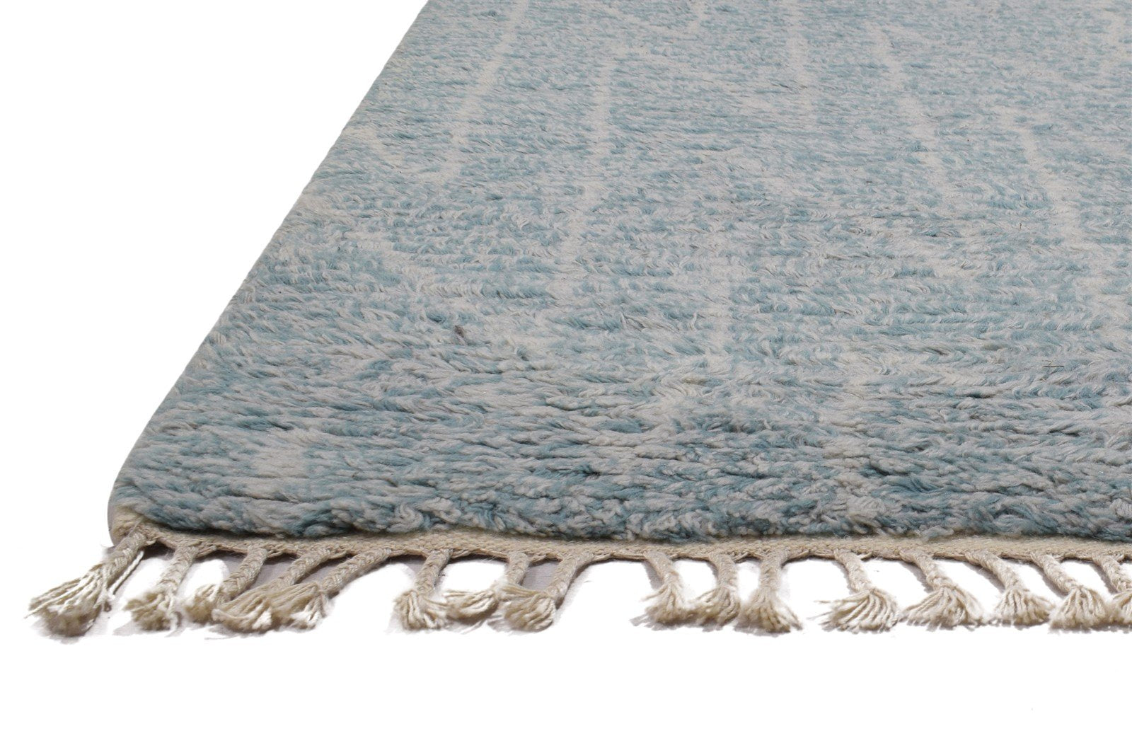 Wool Blue Rug 5' X 8' Modern Hand Knotted Moroccan Abstract Room Size
