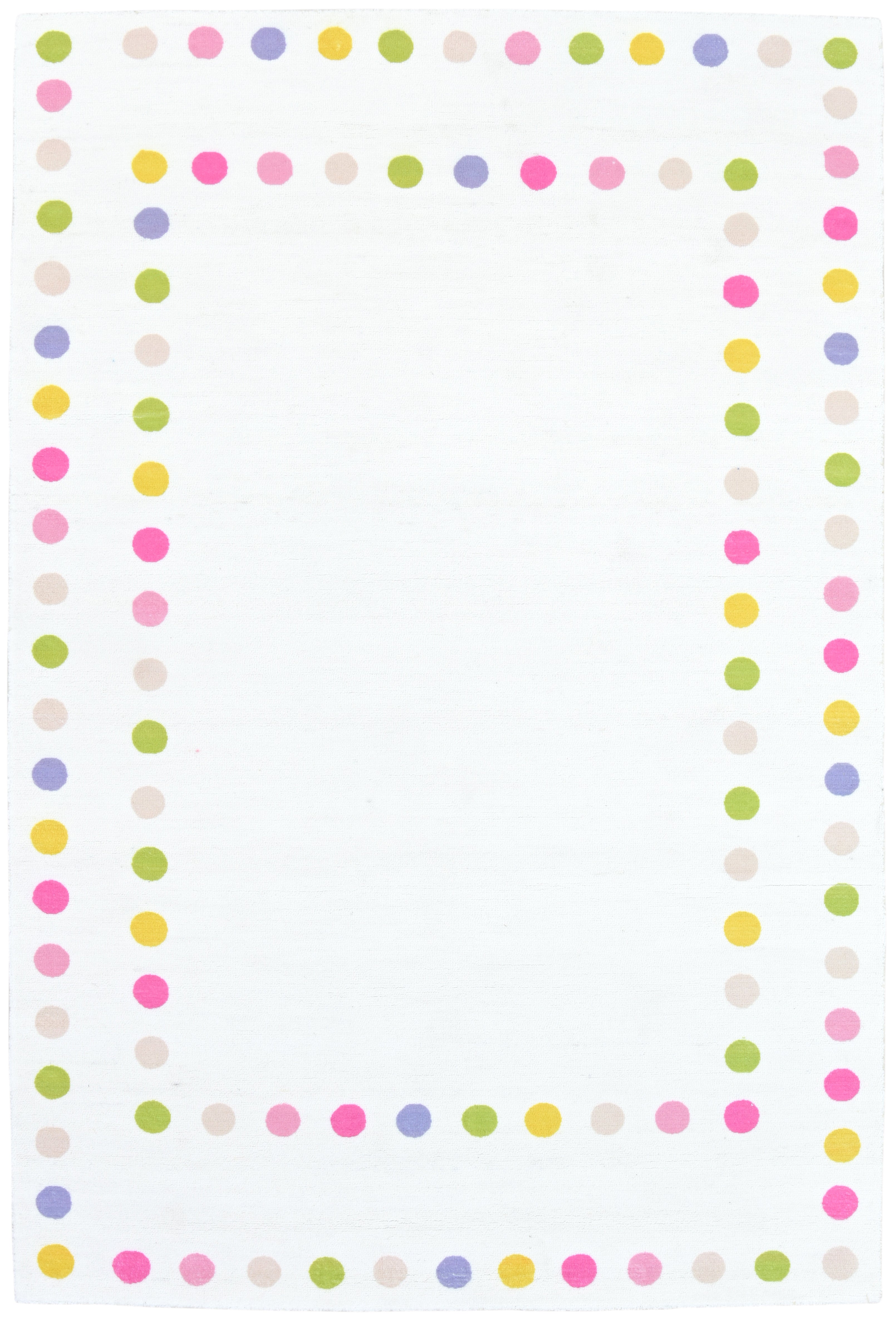 Sprinkles White Handmade Border Polka Dot Border Area Rug – Soft Modern Decorative Nursery Rug   9081825919125