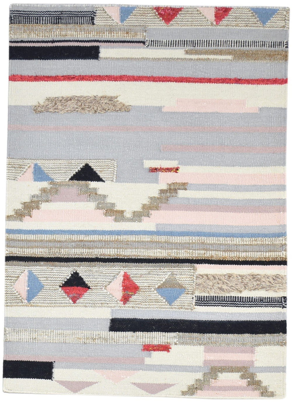 Multi Color Wool Rug 4' X 6' Modern Dhurrie Moroccan Geometric Room Si