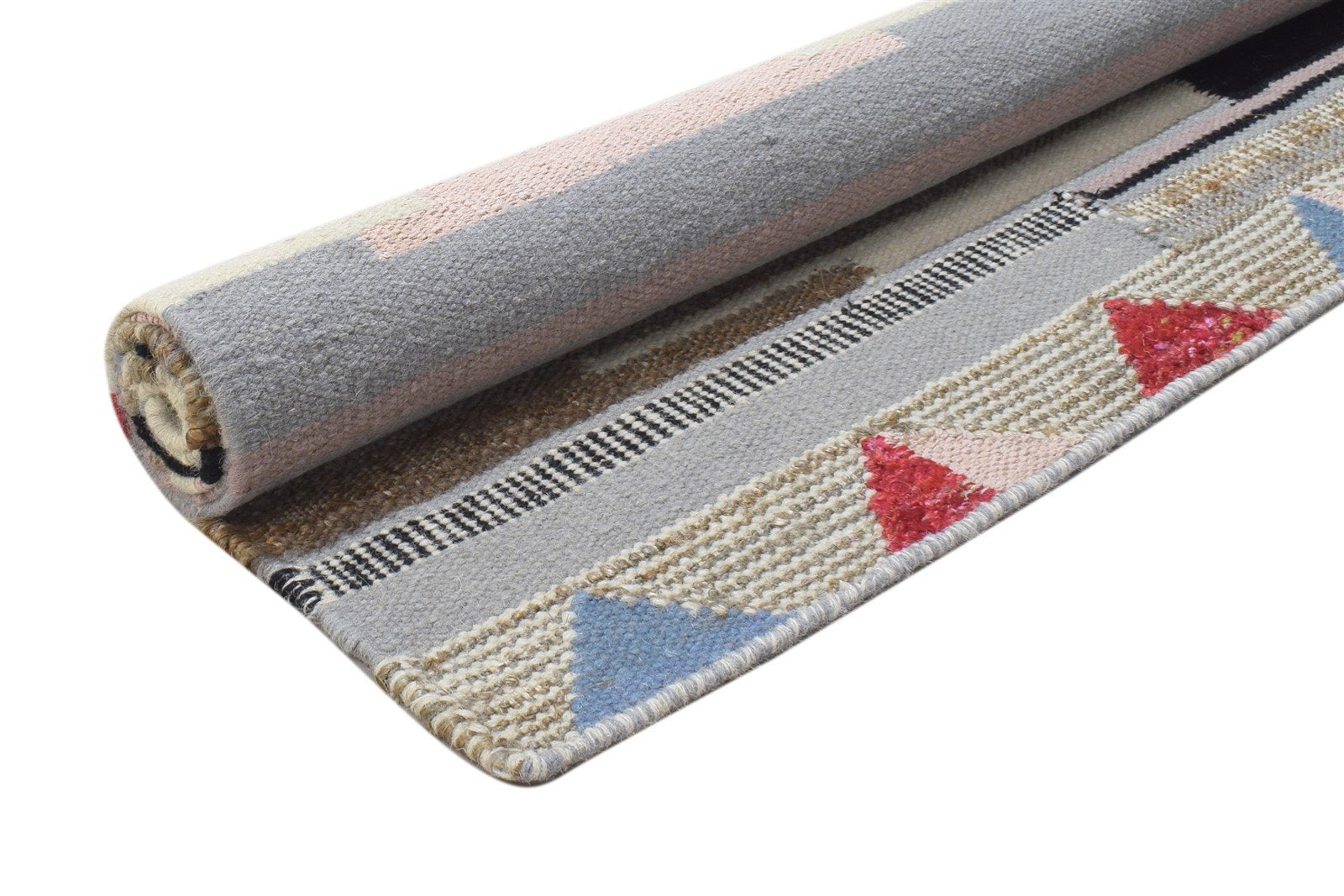 Stacee Multi Color Wool Rug 4' X 6' Modern Dhurrie Moroccan Geometric   7864150589589