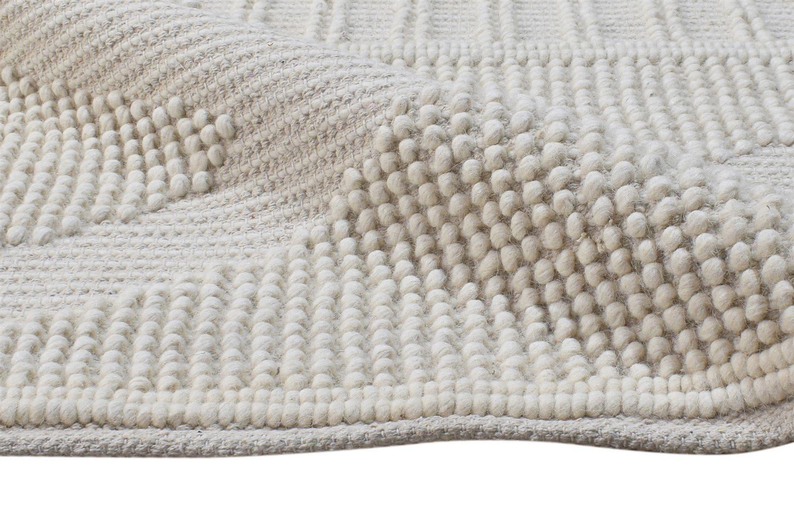 Stacey Cream Wool Rug 5' X 8' Modern Hand Woven Scandinavian Nordic   7865074286741