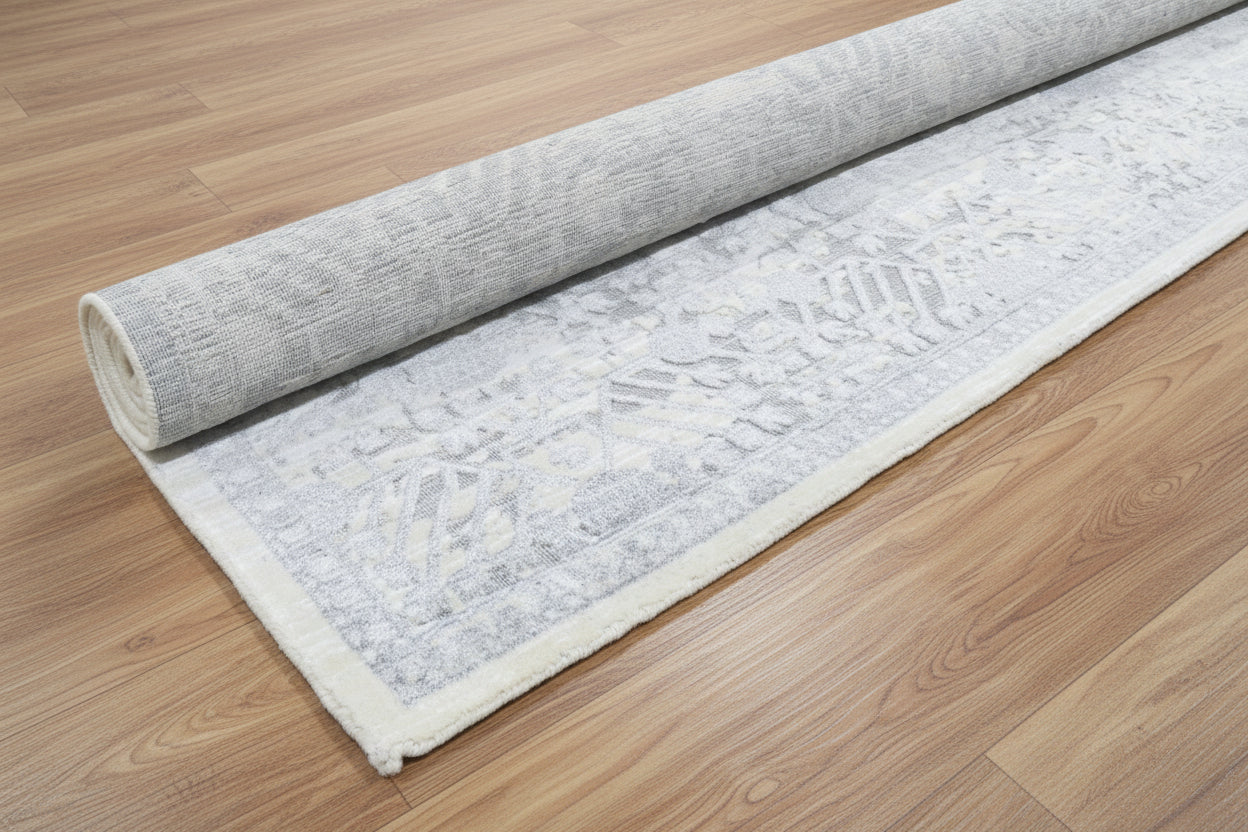 Sterling Hand Loom Knotted Transitional Khotan Persian Style Area Rug – Handmade Slate Blue Rug   9176347607189
