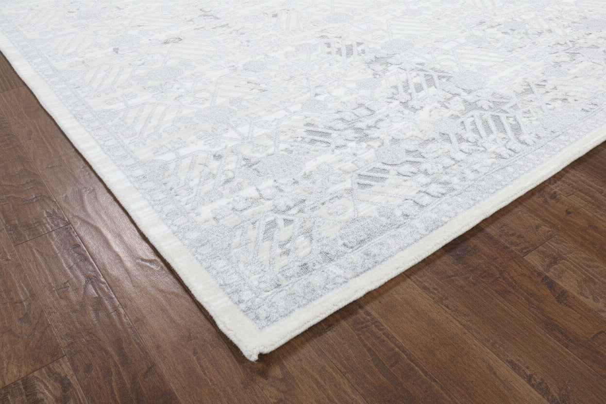 Sterling Hand Loom Knotted Transitional Khotan Persian Style Area Rug – Handmade Slate Blue Rug   9176347607189