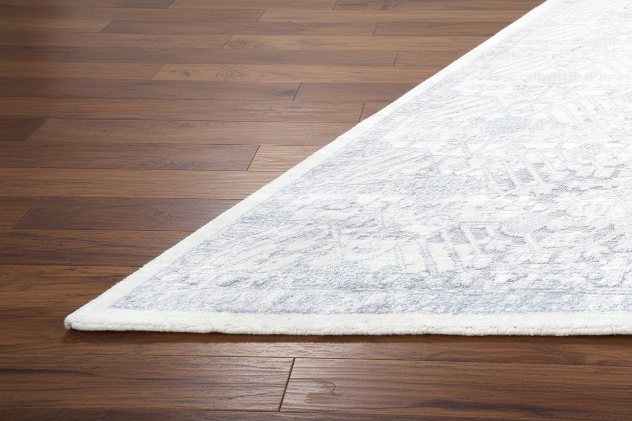 Sterling Hand Loom Knotted Transitional Khotan Persian Style Area Rug – Handmade Slate Blue Rug   9176347607189