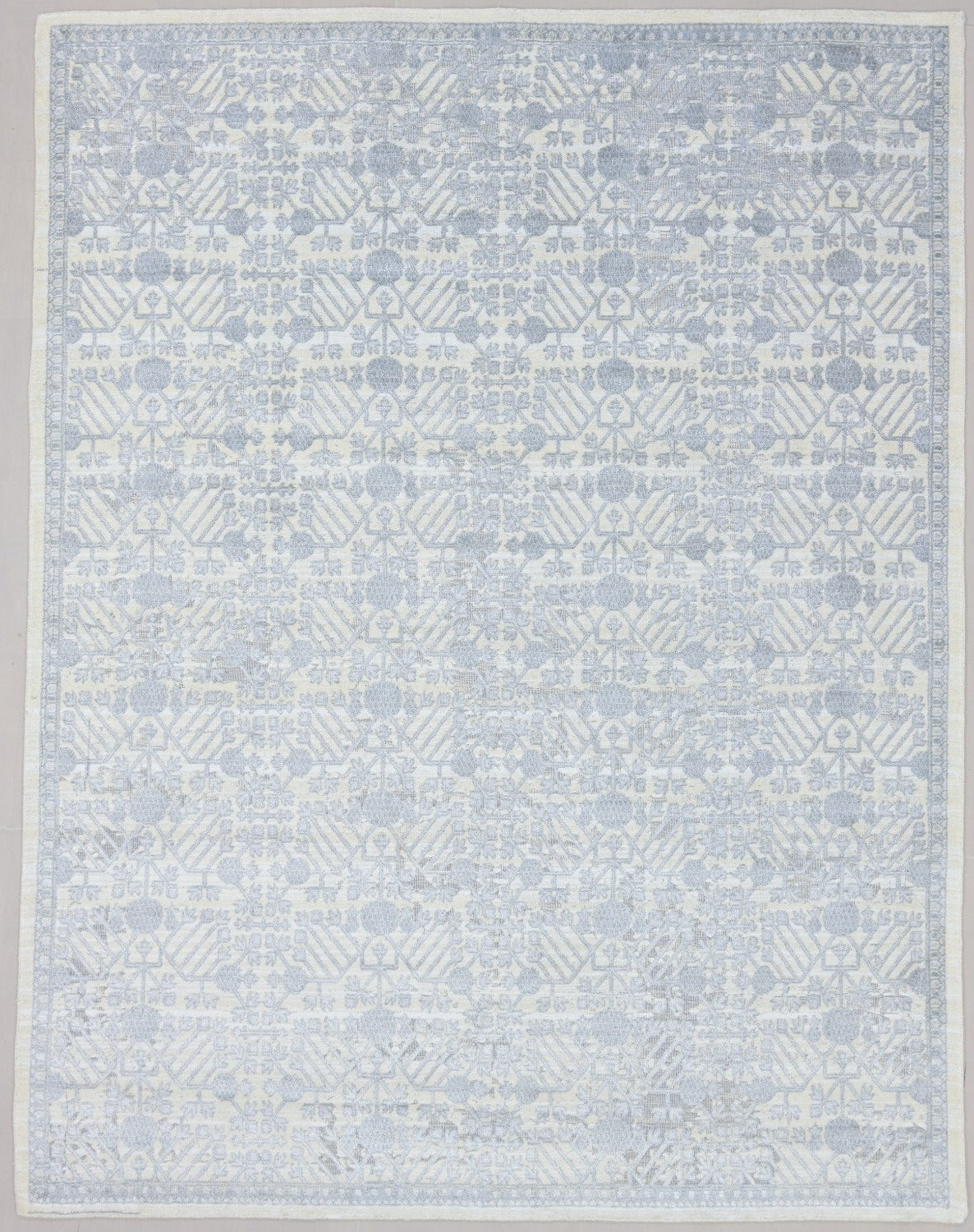 Sterling Hand Loom Knotted Transitional Khotan Persian Style Area Rug – Handmade Slate Blue Rug   9176347607189