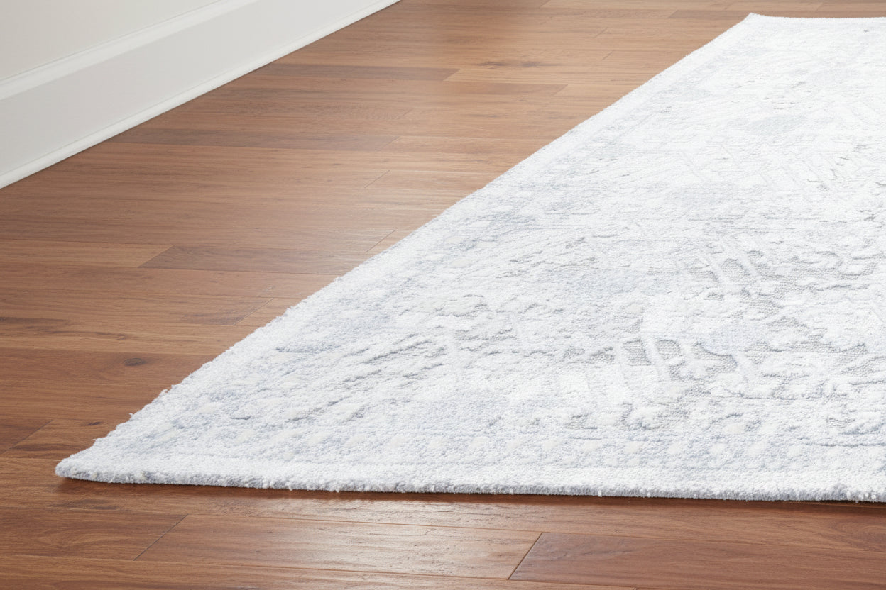 Sterling Handmade Gray & Silver Transitional Khotan Abstract Rug – Modern Loom Knotted Rug   9176373985429