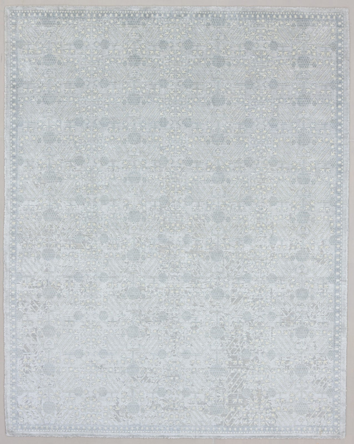 Sterling Handmade Gray & Silver Transitional Khotan Abstract Rug – Modern Loom Knotted Rug   9176373985429
