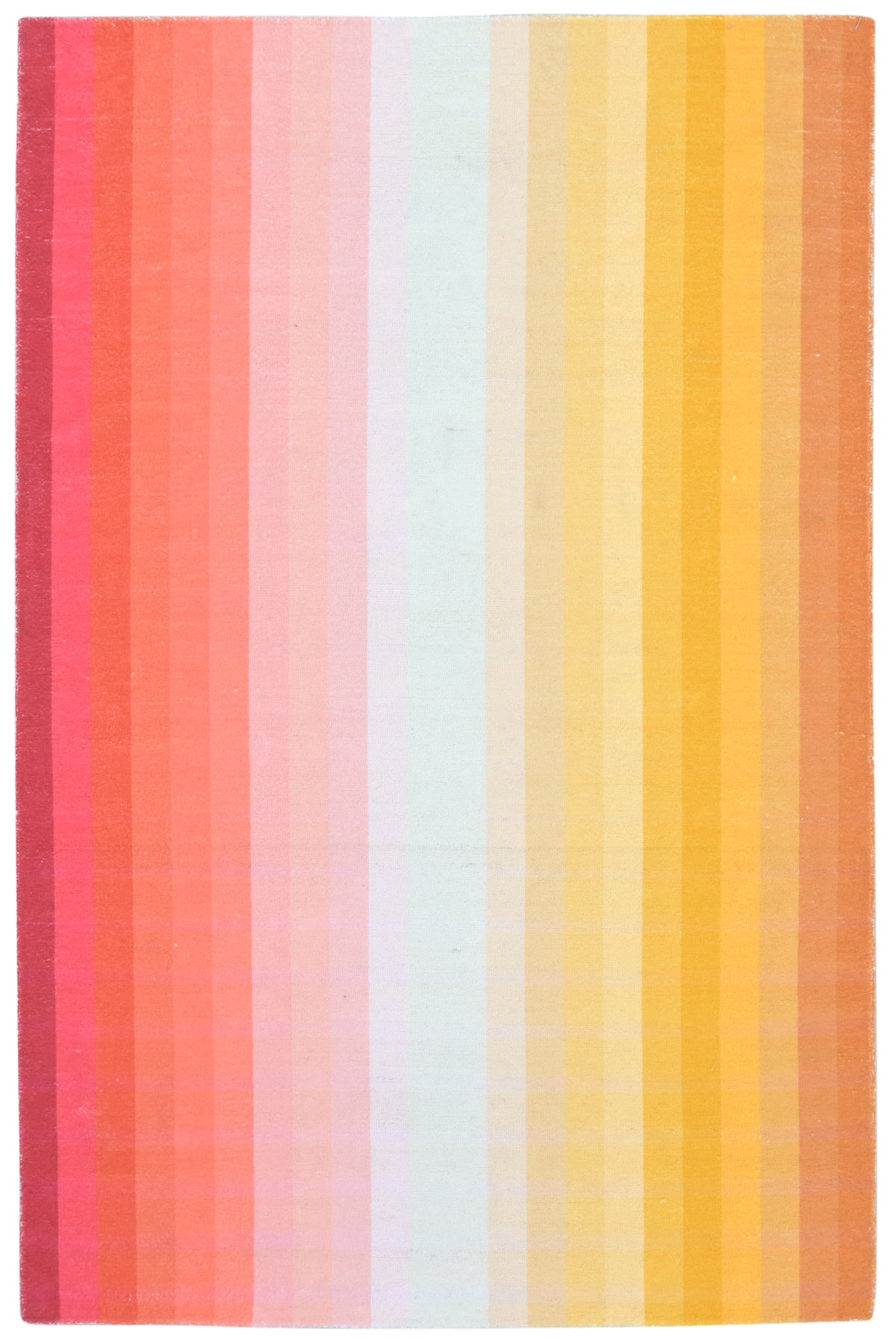 Sunrise Gradient Ombre Stripe Handmade Area Rug – Modern Raspberry Red to Yellow Soft Rug   9122736242837