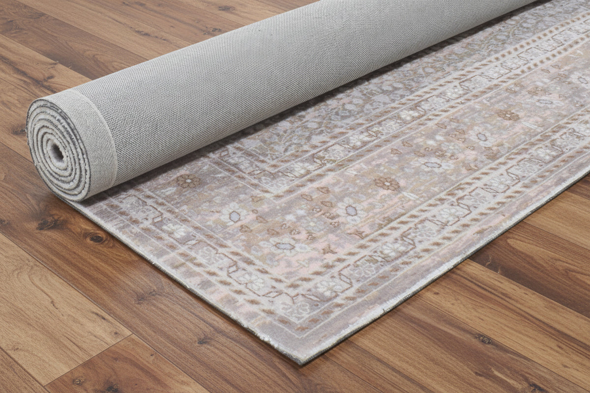 Tamsin Handmade Vintage Persian Beige Area Rug – Modern Neutral Floral Border Rug   9170540986517