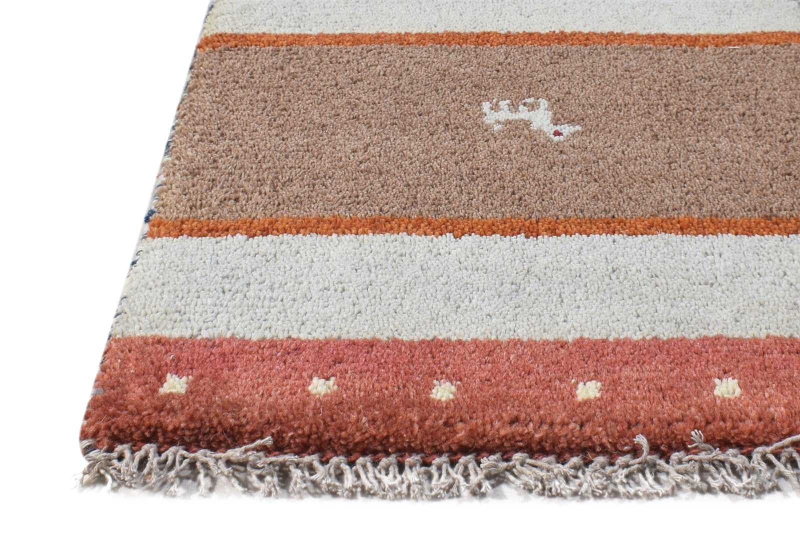 Taupe Wool Rug 1' X 2' Southwestern Hand Knotted American Tribal Small Carpet   7865060491413