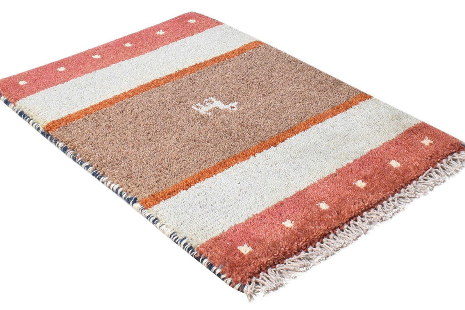 Taupe Wool Rug 1' X 2' Southwestern Hand Knotted American Tribal Small Carpet   7865060491413