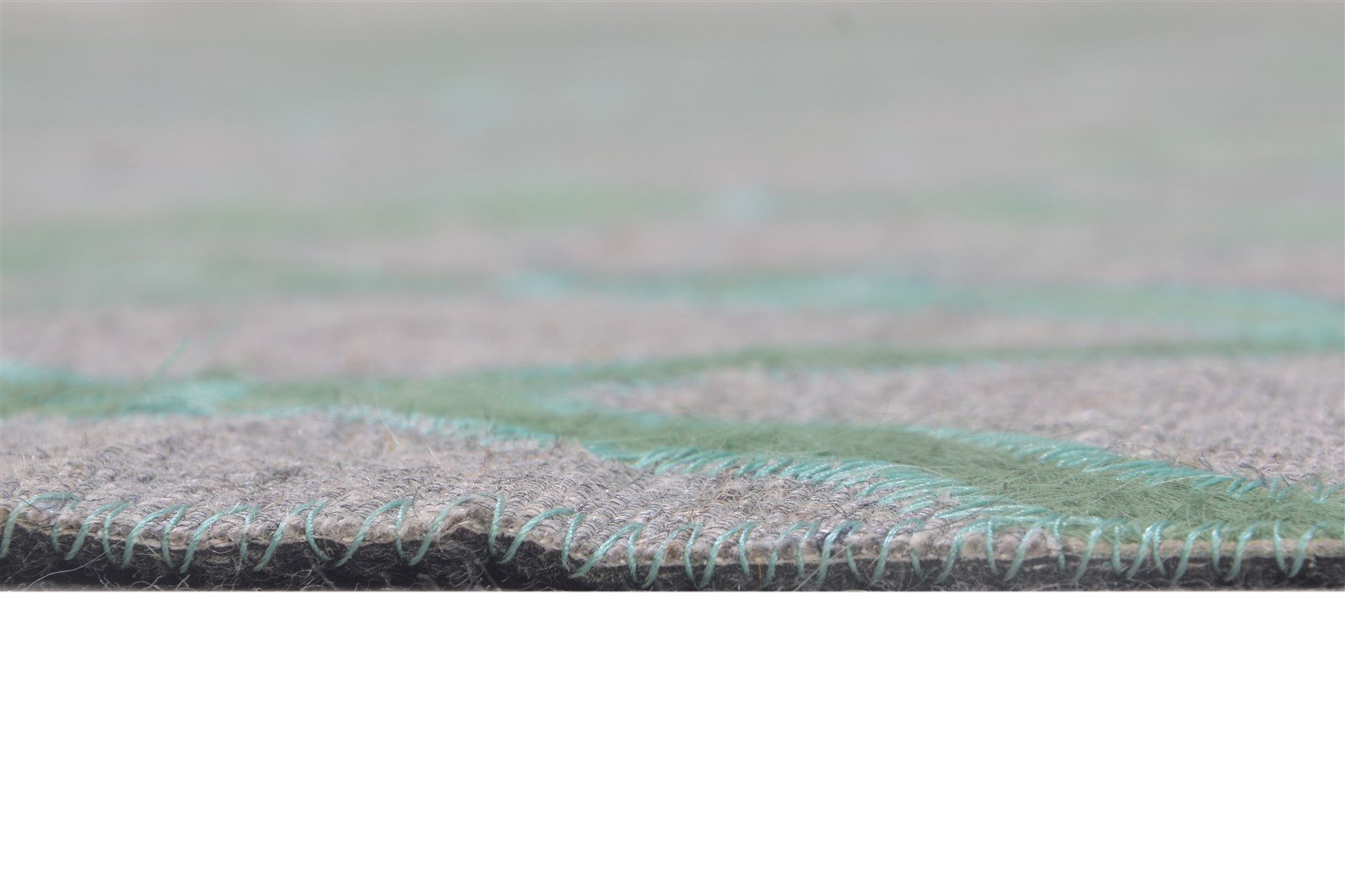 Teal Blue Leather / Cotton Rug 6X6 Modern Hand Woven Scandinavian Trellis Room Size   7864913690773