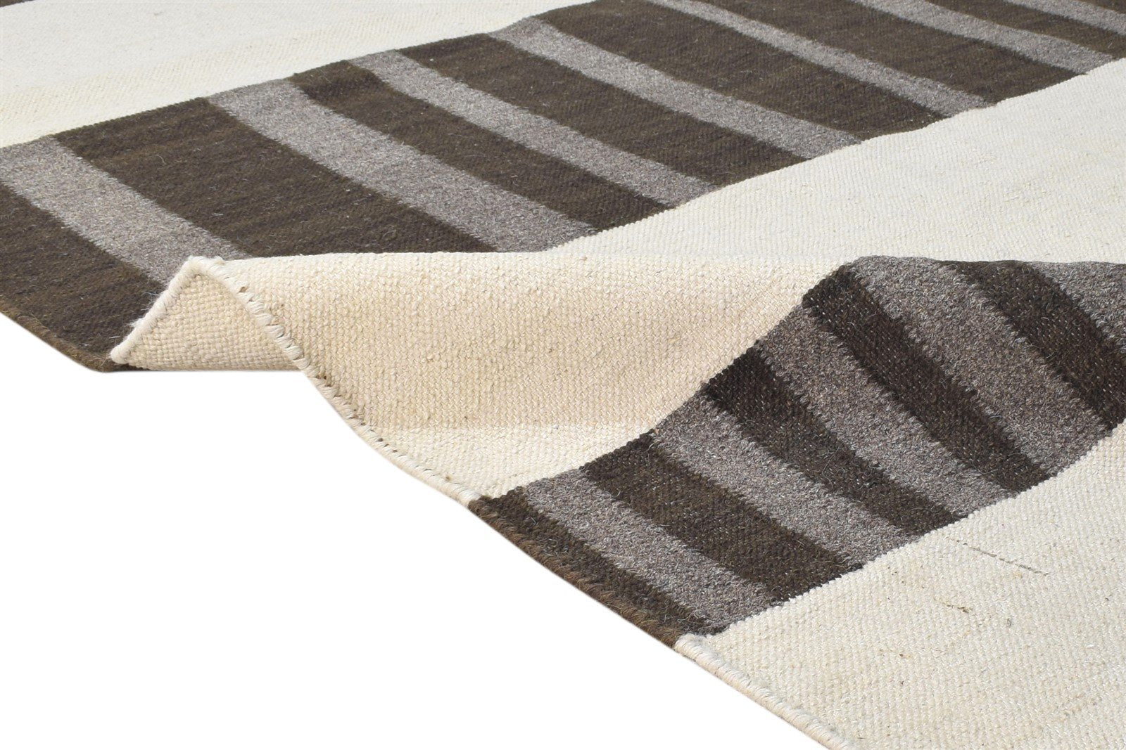 Tori Wool Brown Rug 5' X 8' Modern Dhurrie Scandinavian Abstract   7865192513685