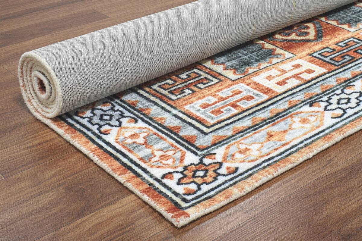 Tribal Kazak Handmade Slate Blue Area Rug – Modern Geometric Medallion Style Rug