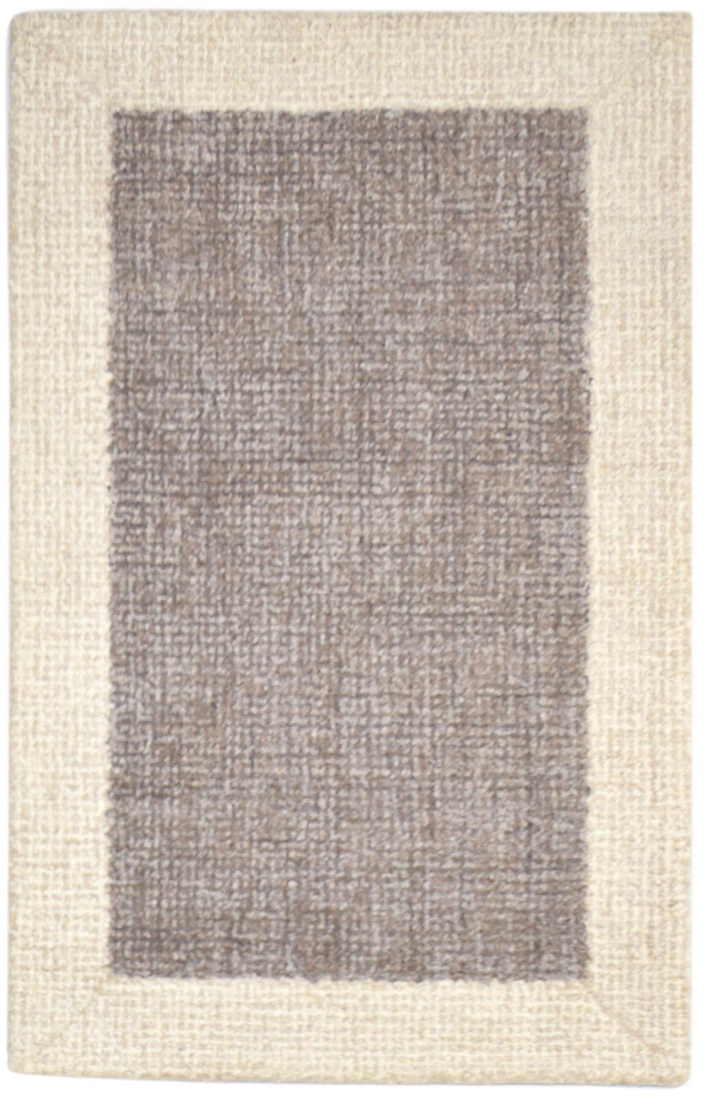 Tufted Brown Rug 3X5 Modern Hand Tufted Scandinavian Bordered Room Size Carpet   7864491147413